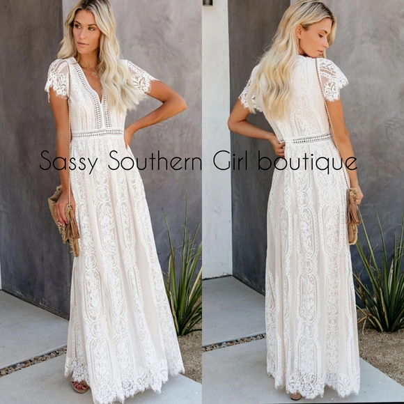 Sassy Southern Girl boutique Dresses Boho White Lace Maxi Dress Poshmark